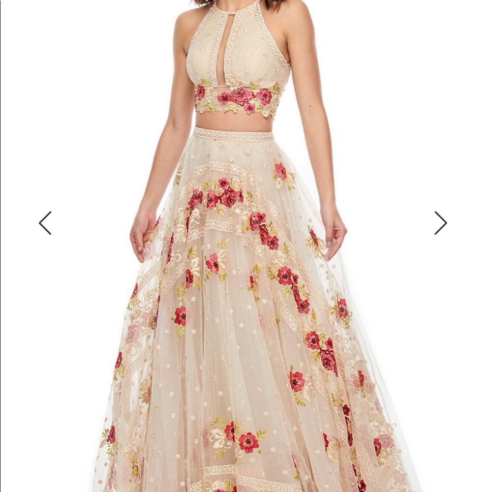 NWT Rachel Allan Two-Piece Halter A Line Dress